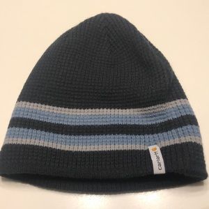 Carhartt beanie. Navy with blue and gray stripe.